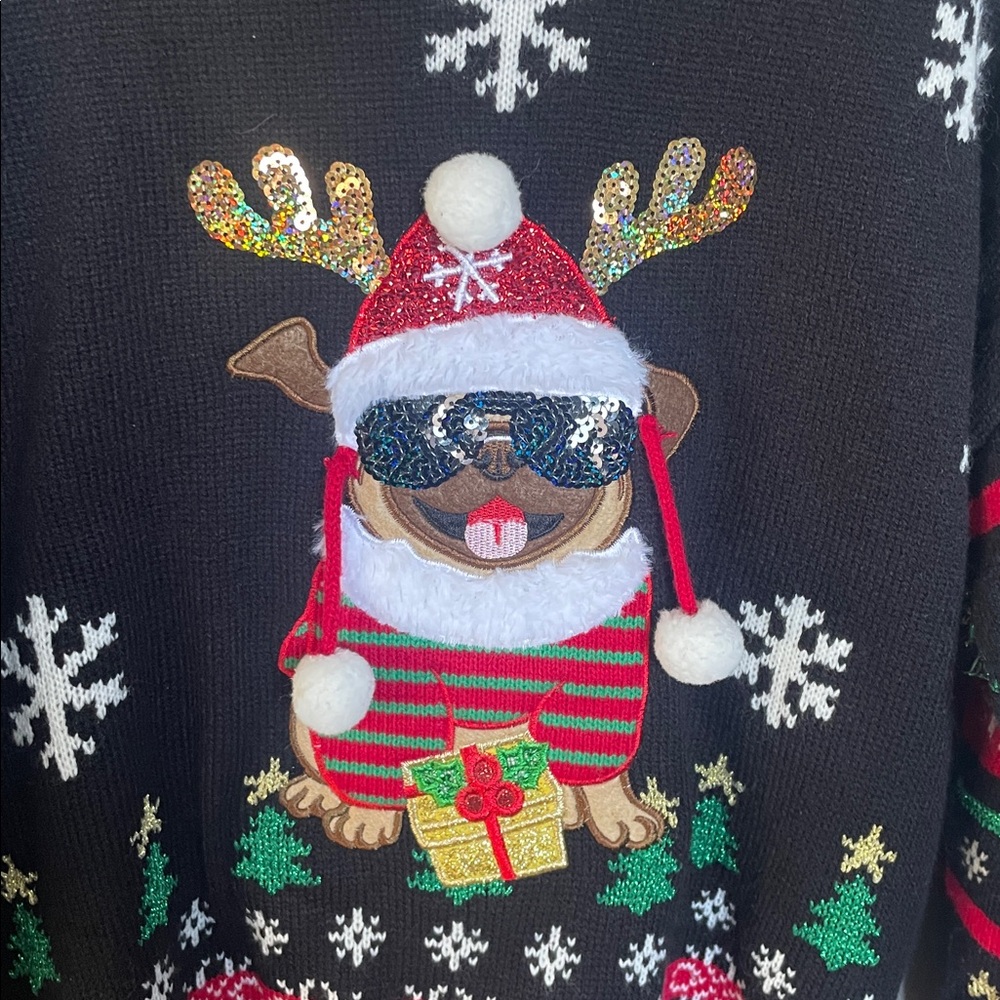 Blizzard Bay Women’s M Ugly Sweater Santa Pug Holiday Christmas novelty - Picture 2 of 7